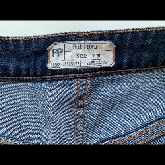 Free People Retro Dark Denim Cuffed Jean Shorts - Picture 6 of 8